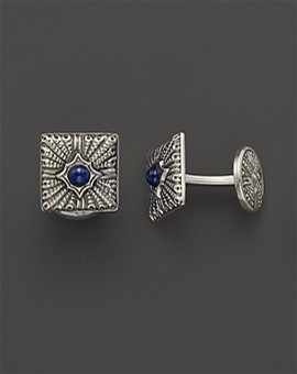 Buccellati "Linenfold" Sterling And Blue Sapphire Cuff Links